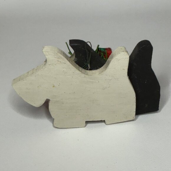 Handmade Rustic Wooden Scottie Dog Christmas Holiday Ornament - Picture 3 of 6